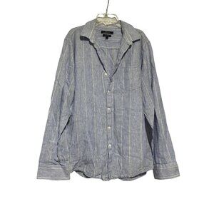 Mark Anthony Men's Slim Fit Long Sleeve Button-Down Shirt Striped Blue Size M